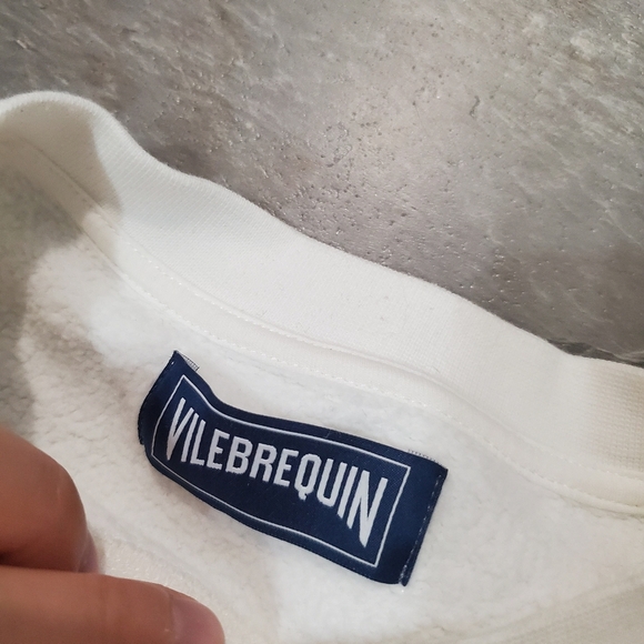 Vilebrequin White Men's Long Sleeve Cotton Crewneck Sweater. Embroidery. L. - Picture 7 of 10